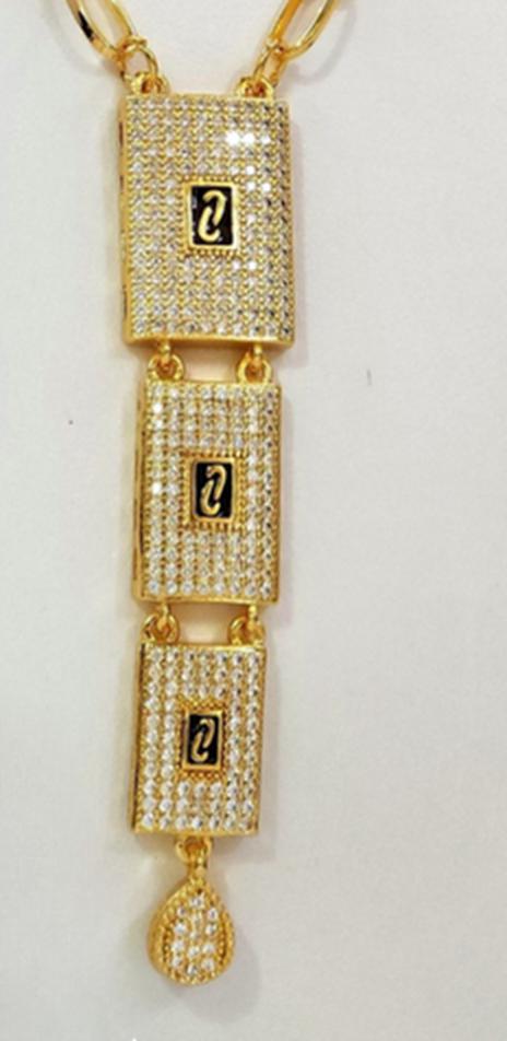 Luxury Gold Plated Rectangle Pendant Necklace