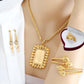 Elegant Gold-Plated Flower Frame Jewelry Set | Turkish Design Necklace, Bracelet, Earrings & Ring for Women