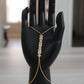 Elegant Baguette Crystal Gold Hand Harness • Sparkling Slave Bracelet Ring
