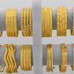 Gold Plated Bangle Bracelet Set Textured Stackable Jewelry