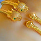 Gold-Plated Panther Head Cuff Bracelet: Elegant Animal Design