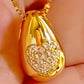 Gold-Plated Heart Teardrop Jewelry Set – Elegant Necklace & Earrings with Cubic Zirconia Stones
