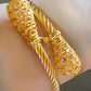 Gold-Plated Filigree Cable Bracelet Set – 2-Piece Adjustable Statement Cuffs for Women