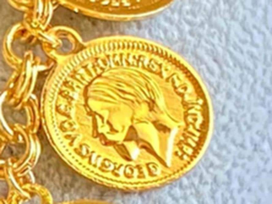 Gold Plated Coin Charm Bracelet: Boho Roman Style Dangle Jewelry