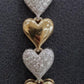 Elegant Two-Tone Heart & Geometric Link Bracelet Set • Shimmering Crystal Stacking