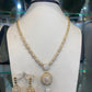 Gold Plated Sunburst Jewelry Set Luxury Necklace Earrings Ring Elegant