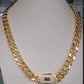 Luxury Gold Plated Monaco Cuban Chain Jewelry Set Statement Gift