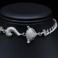 Romantic Silver Heart Crystal Hand Harness • Dainty Love Slave Bracelet Ring