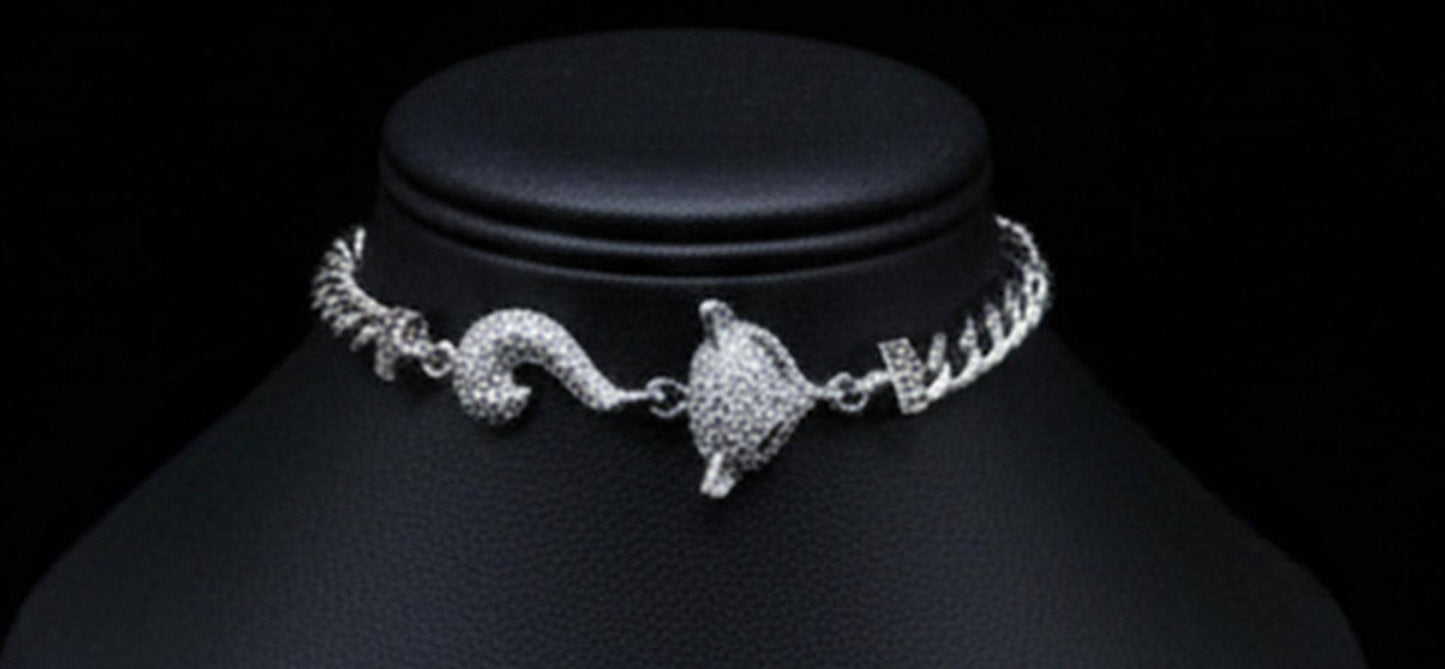 Romantic Silver Heart Crystal Hand Harness • Dainty Love Slave Bracelet Ring
