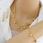 Elegant Gold Plated Beaded Jewelry Set | Bridal Necklace, Bracelet & Earrings | Dangling Charm Fashion Accessories