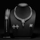 Luxury Silver Clover Jewelry Set Elegant Minimal Wedding Gift