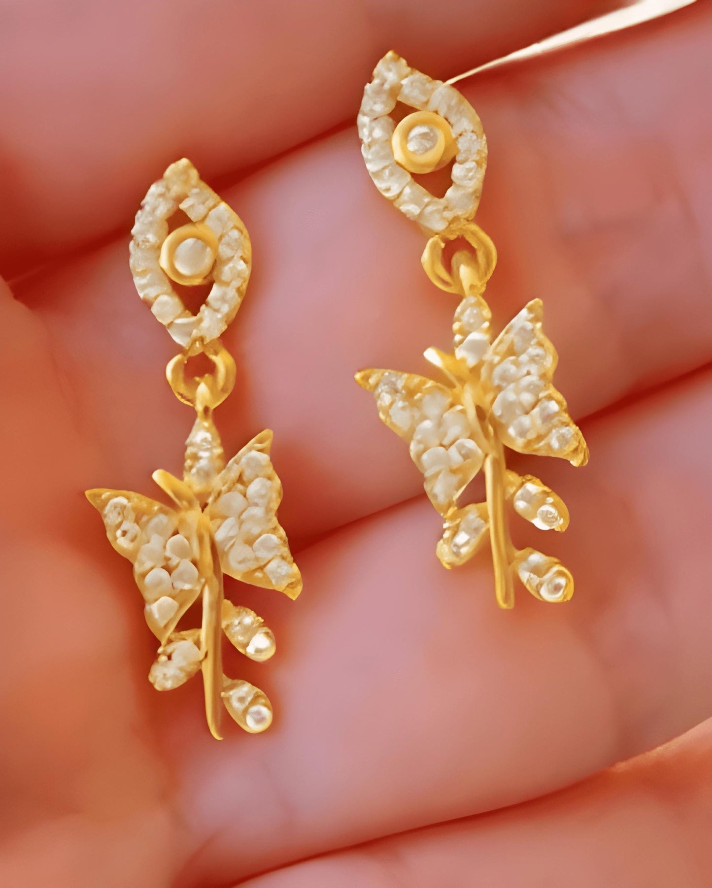 Gold-Plated Crystal Butterfly Jewelry Set: Necklace, Earrings, Bracelet & Ring