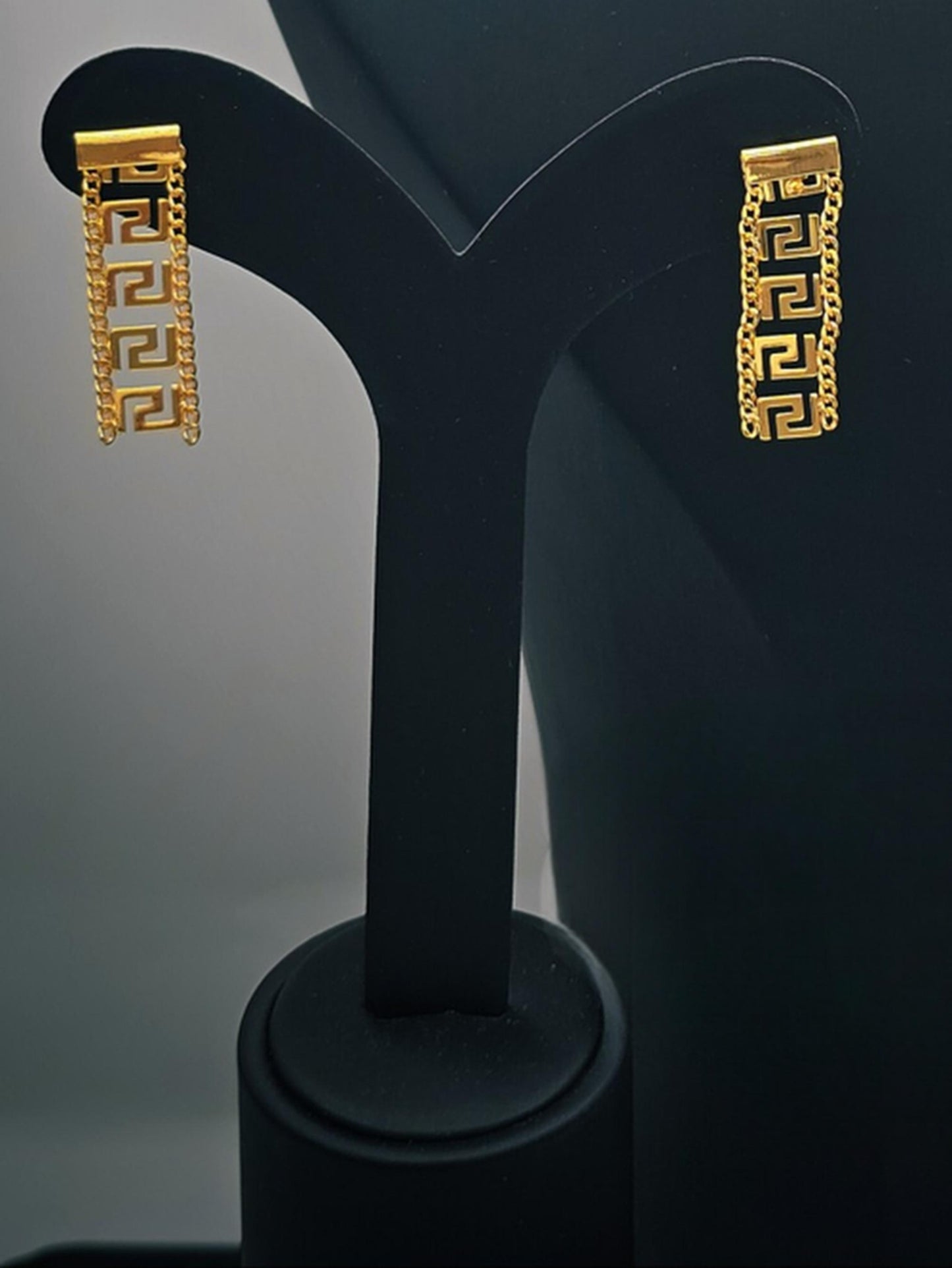 Gold Plated Greek Key Jewelry Set Necklace Bracelet Earrings