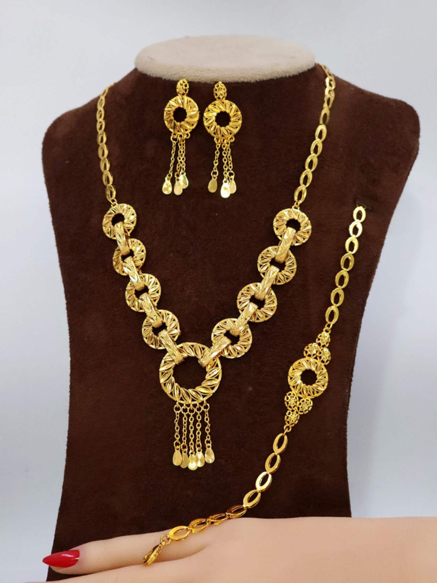 Luxury Gold Plated Statement Necklace Set
