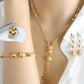 Gold-Plated Beaded Jewelry Set – Necklace, Bracelet, Earrings & Ring