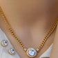 Elegant Gold-Plated Jewelry Set with Sparkling Crystal Accents | Bridal Necklace, Bracelet & Earrings