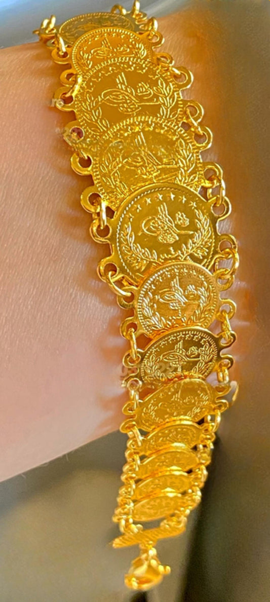 Gold-Plated Ottoman Coin Jewelry Bracelet