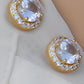 Elegant Gold-Plated Jewelry Set with Sparkling Crystal Accents | Bridal Necklace, Bracelet & Earrings
