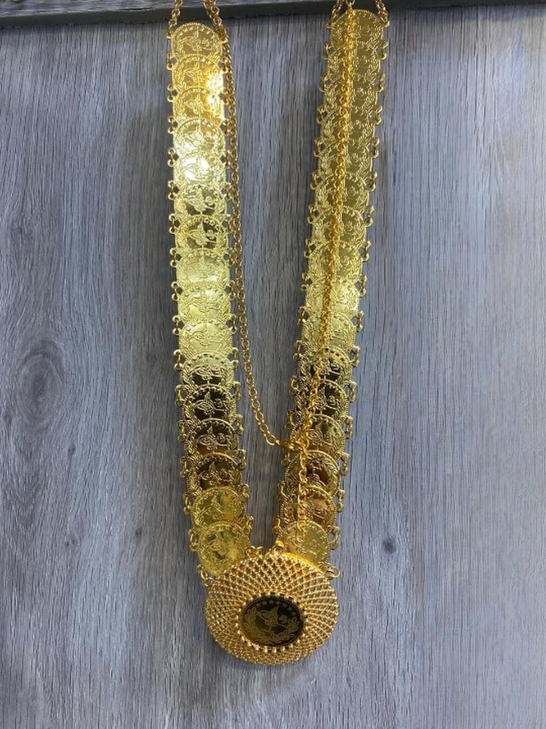Gold Plated Ottoman Coin Necklace Vintage Wide Statement Jewelry