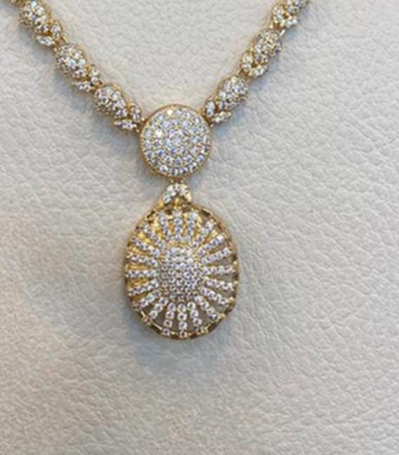 Gold Plated Sunburst Jewelry Set Luxury Necklace Earrings Ring Elegant