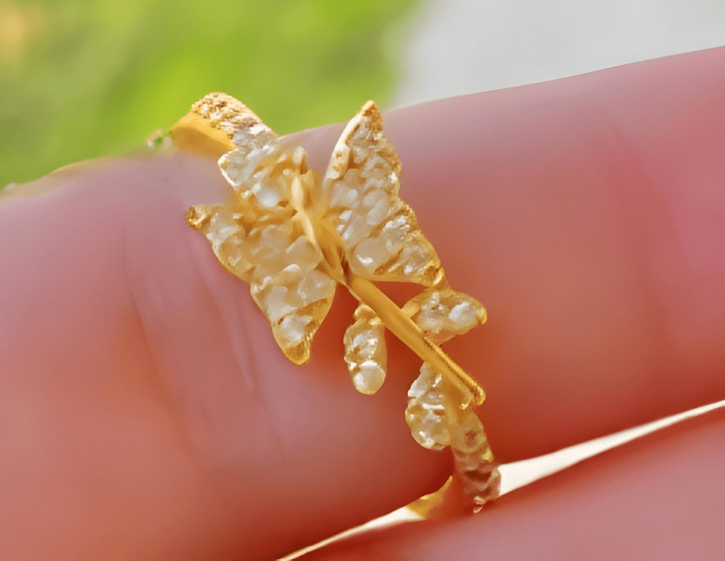 Gold-Plated Crystal Butterfly Jewelry Set: Necklace, Earrings, Bracelet & Ring