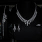 Luxury Silver Plated Geometric Hexagon Jewelry Set • Crystal Honeycomb • 4Pcs