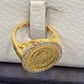 Gold Plated Coin Pendant Jewelry Set Cuban Chain Necklace Bracelet Earrings Ring