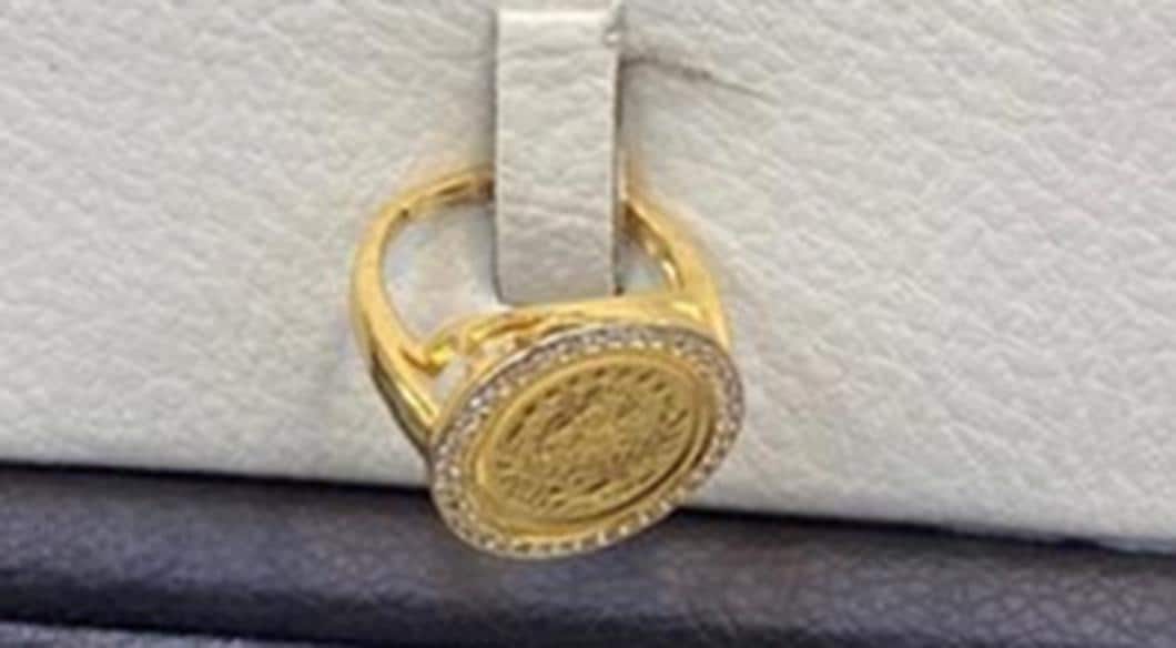 Gold Plated Coin Pendant Jewelry Set Cuban Chain Necklace Bracelet Earrings Ring