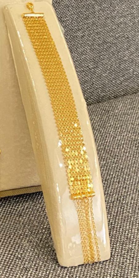 Gold Plated Tie Necklace Bracelet Set: Elegant Tassel Jewelry