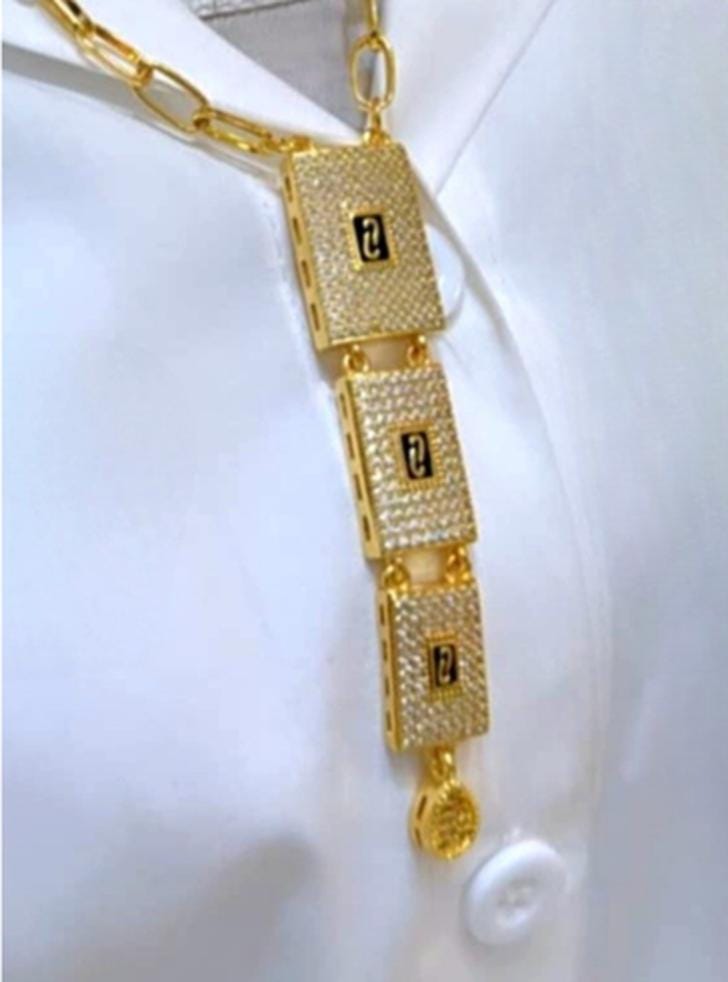 Luxury Gold Plated Rectangle Pendant Necklace