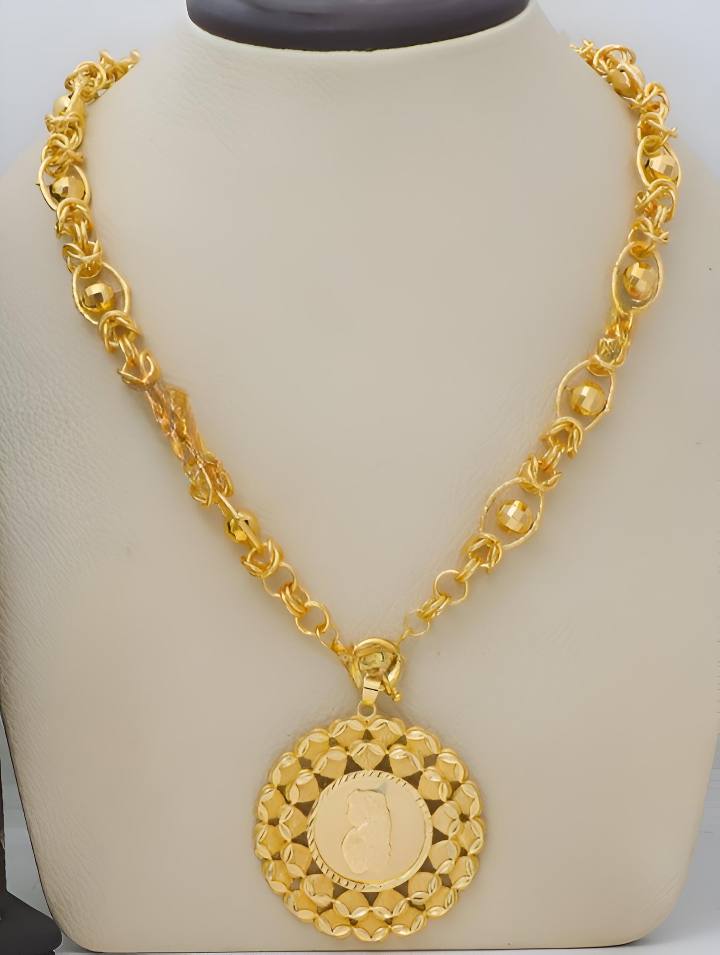 Gold-Plated Ottoman Medallion Bridal Jewelry Set – Necklace, Bracelet, Earrings & Ring