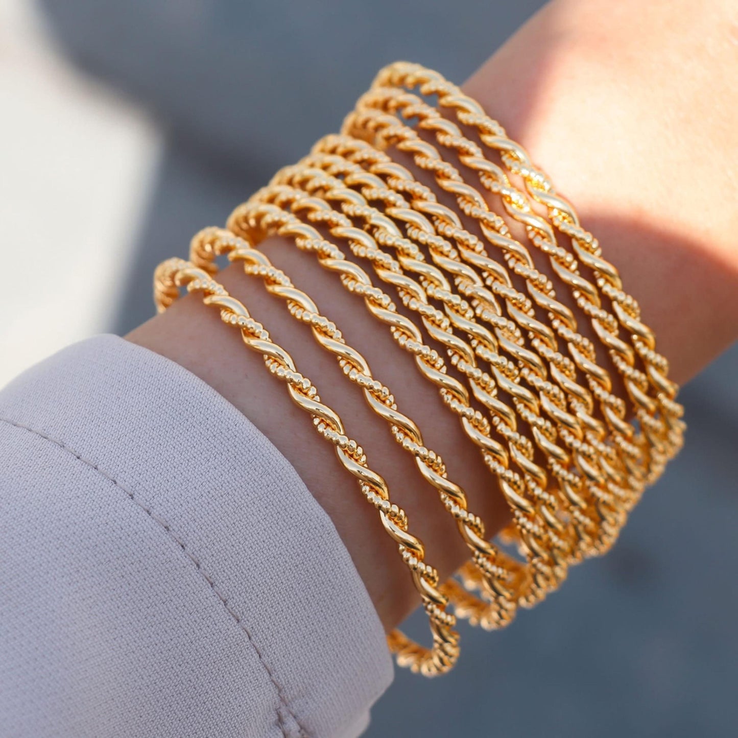 Luxury Gold Plated Stackable Bangles Set