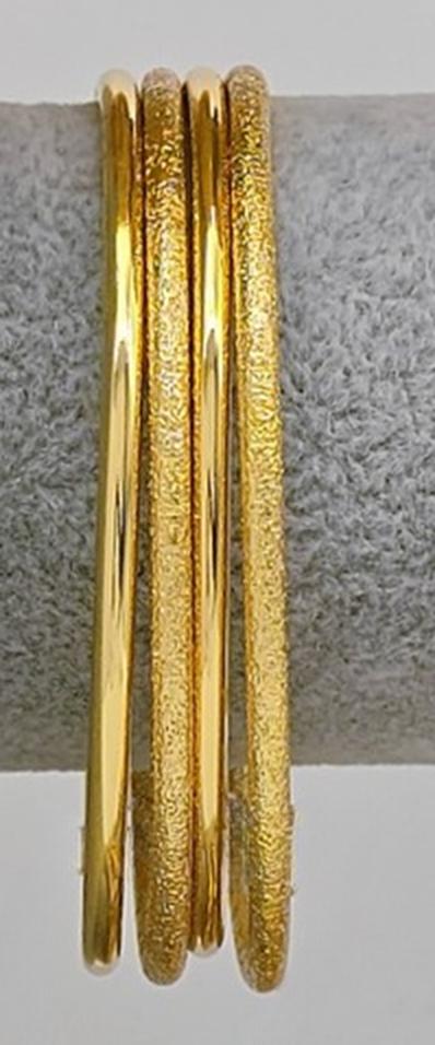 Gold Plated Bangle Bracelet Set Textured Stackable Jewelry