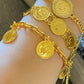 Gold-Plated Ottoman Coin Bracelet Set: Vintage Style, Adjustable Fit
