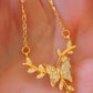 Gold-Plated Crystal Butterfly Jewelry Set: Necklace, Earrings, Bracelet & Ring