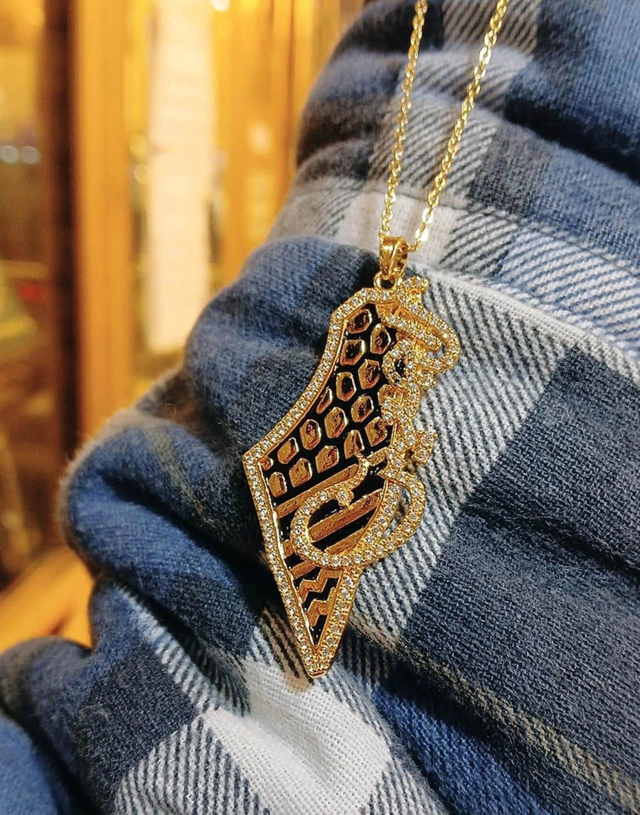 Luxury Gold Plated Palestine Map Necklace With Keffiyeh
