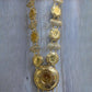 Gold Plated Ottoman Coin Statement Necklace Vintage Filigree Jewelry