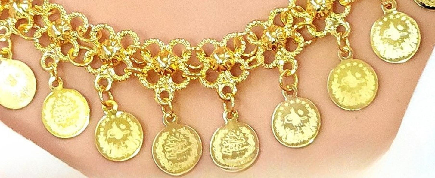 Royal Gold Plated Coin Fringe Jewelry Set