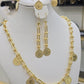 Gold Plated Coin Jewelry Set Chain Necklace Bracelet Earrings