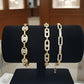 Elegant Gold Plated Link Bracelet Set • Modern Coffee Bean & Crystal Design