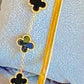 Gold-Plated Black Clover Jewelry Set – Necklace, Bracelet, Earrings & Ring for Women