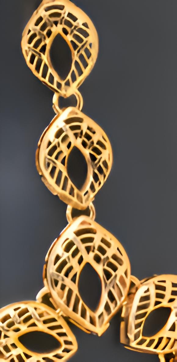 Gold-Plated Hand Chain Bracelet with Ring – Intricate Leaf Design – Elegant Arabic Jewelry for Women