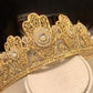 Gold Plated Bridal Crown Jewelry Set Hamsa Wedding Tiara