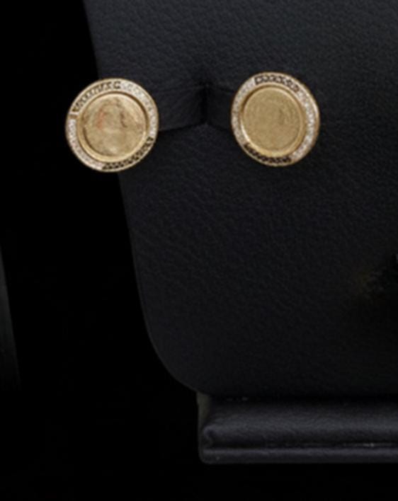 Luxury Gold Plated Coin Jewelry Set • Crystal Medallion Necklace & Earrings • 4Pcs