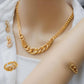 Gold-Plated Chain Link Jewelry Set – Necklace, Bracelet, Earrings & Ring