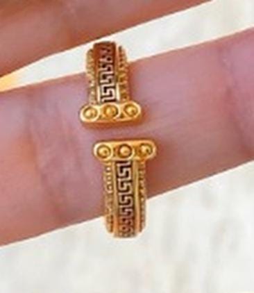 Gold-Plated Greek Key Jewelry Set – Necklace, Bracelet, Earrings & Ring – Elegant Statement Set for Women