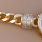 Elegant Gold-Plated Jewelry Set with Sparkling Crystal Accents | Bridal Necklace, Bracelet & Earrings