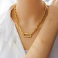 Elegant Gold-Plated Link Jewelry Set | Necklace, Bracelet & Earrings