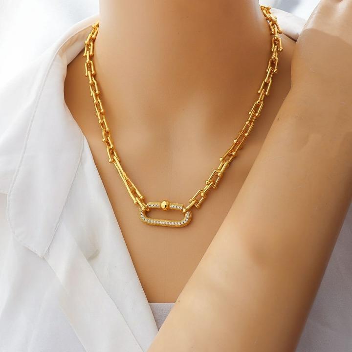 Elegant Gold-Plated Link Jewelry Set | Necklace, Bracelet & Earrings