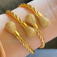 Gold-Plated Crystal Pavé Cable Bracelet Set – 2-Piece Adjustable Twisted Bangles